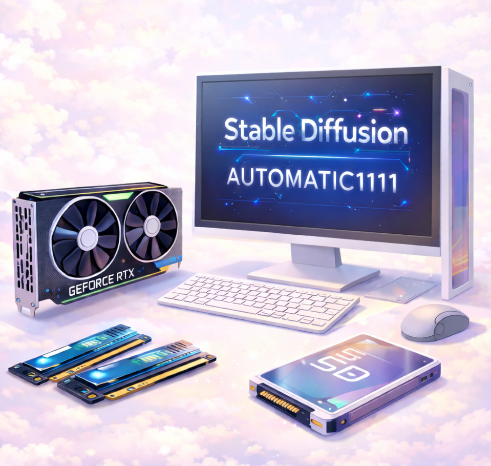 Базовый набор комплектующих, необходимых для взаимодействия со Stable Diffusion на ПК через AUTOMATIC1111