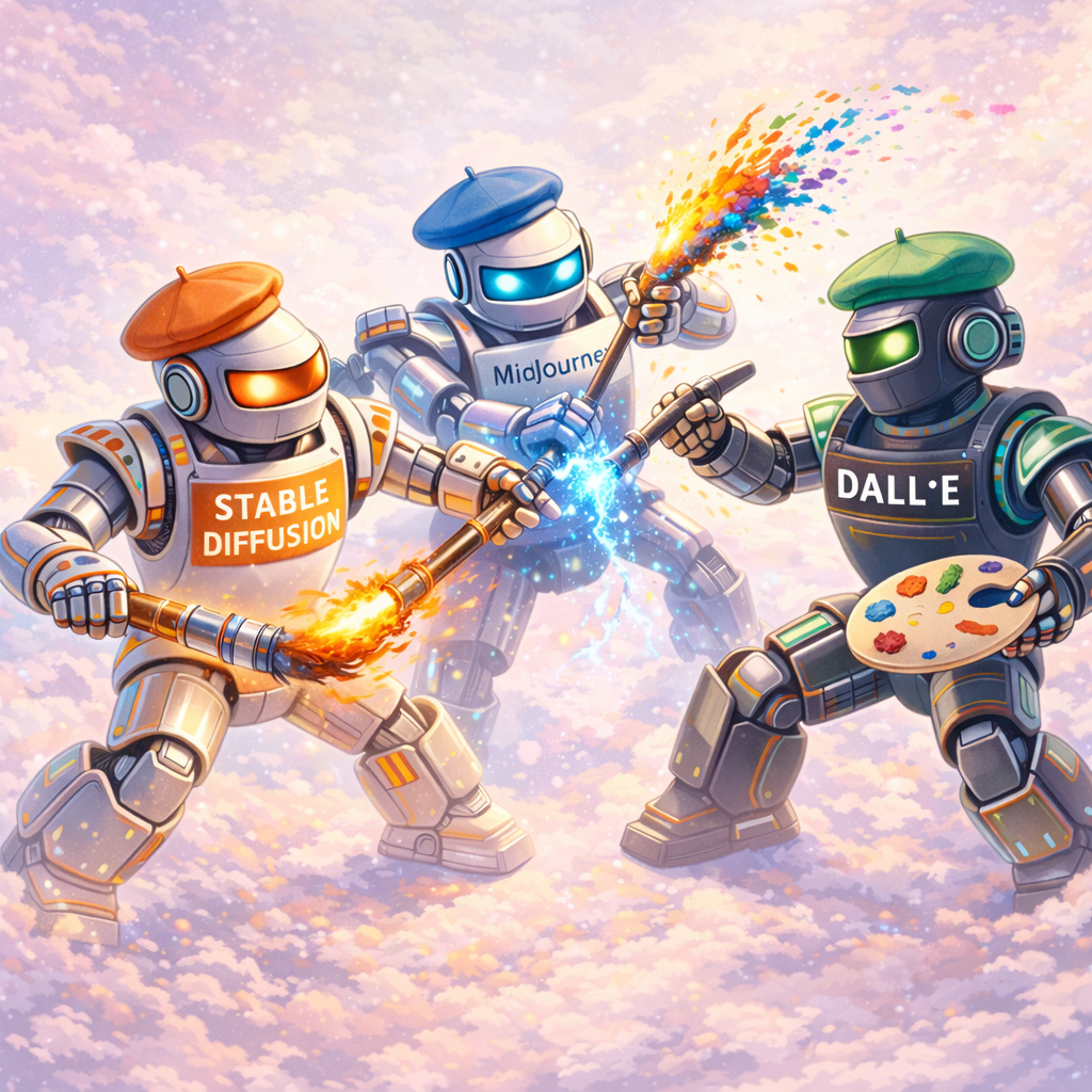 Сравнение нейросетей: капризная Midjourney, строгая цензура DALL•E, и полная творческая свобода в Stable Diffusion.