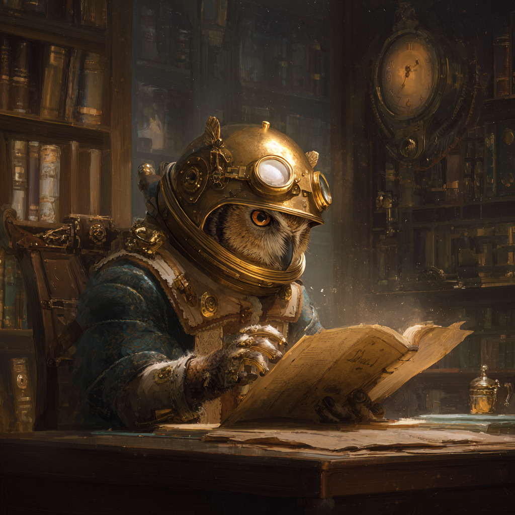 Как начать работу в Midjourney Диалог с Midjourney: Структура промпта на примере «Сова в латунном шлеме...» для демонстрации сложности запроса.