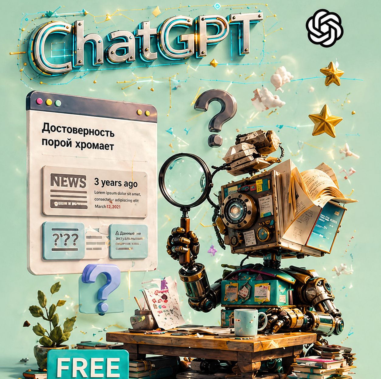 Слепое доверие к ответам – большая ошибка. Бесплатный ChatGPT может сочинять вымысел, поэтому принимать все за чистую монету без оглядки на факты крайне опрометчиво.